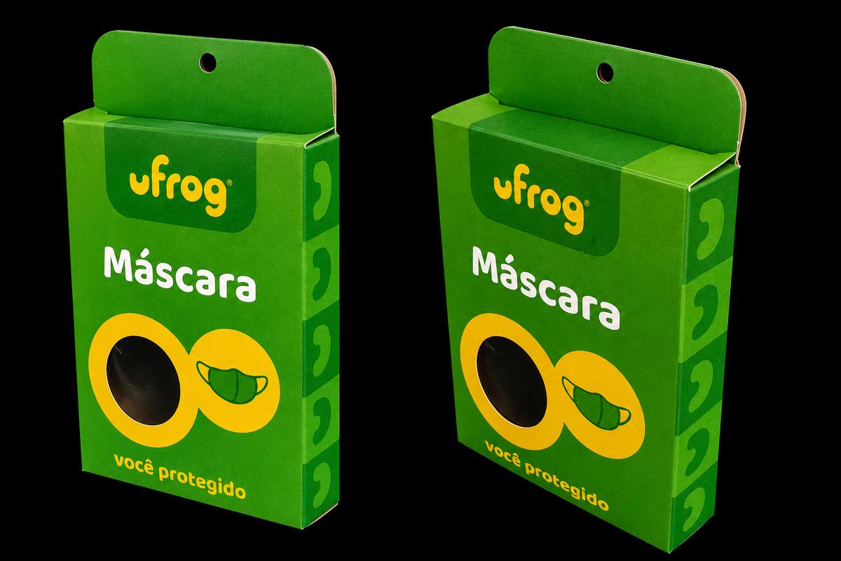 Caixa verde com janela e furo para gancheira — Ufrog