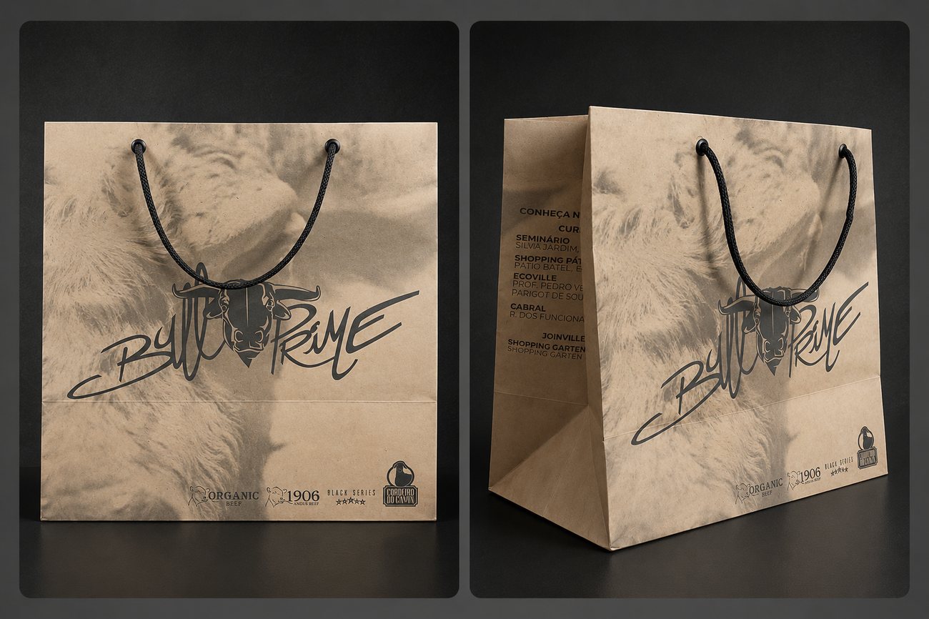 Sacola kraft com alça de corda — Bull Prime · Steakhouse